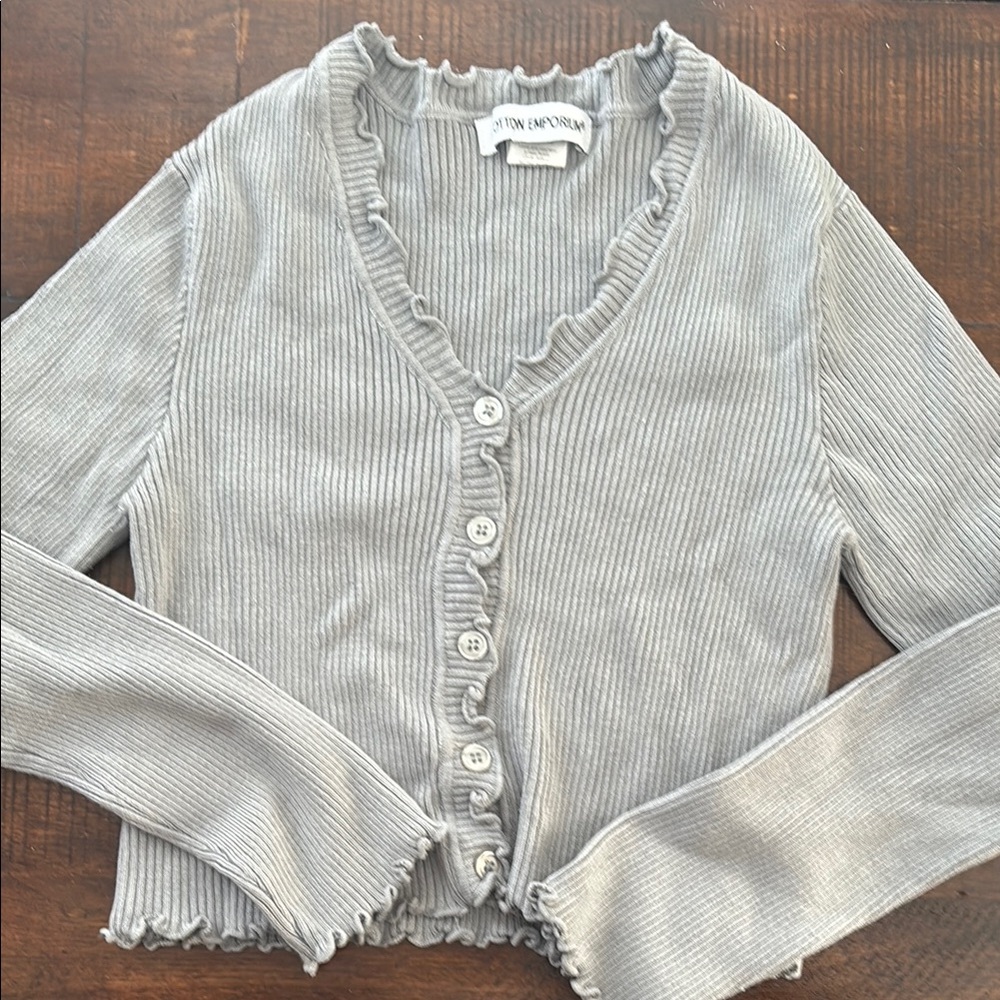 Cotton Emporium Gray Ribbed Sweater
